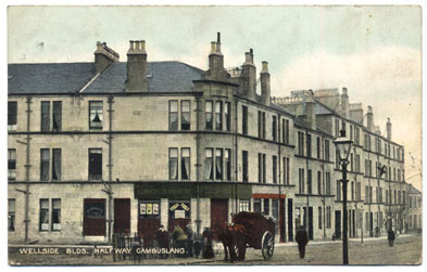 Wellside Buildings, Halfway - Card dated 1907 - Situated on Hamilton Road and skirted by Craigallian Avenue & Wellside Drive - Printed for F. Lithgow, Stationer, Cambuslang